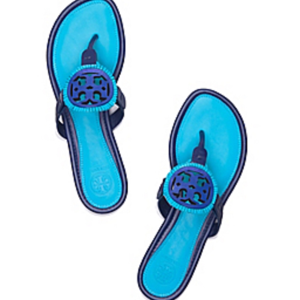 Tory Burch Miller Fringe Sandals Blue